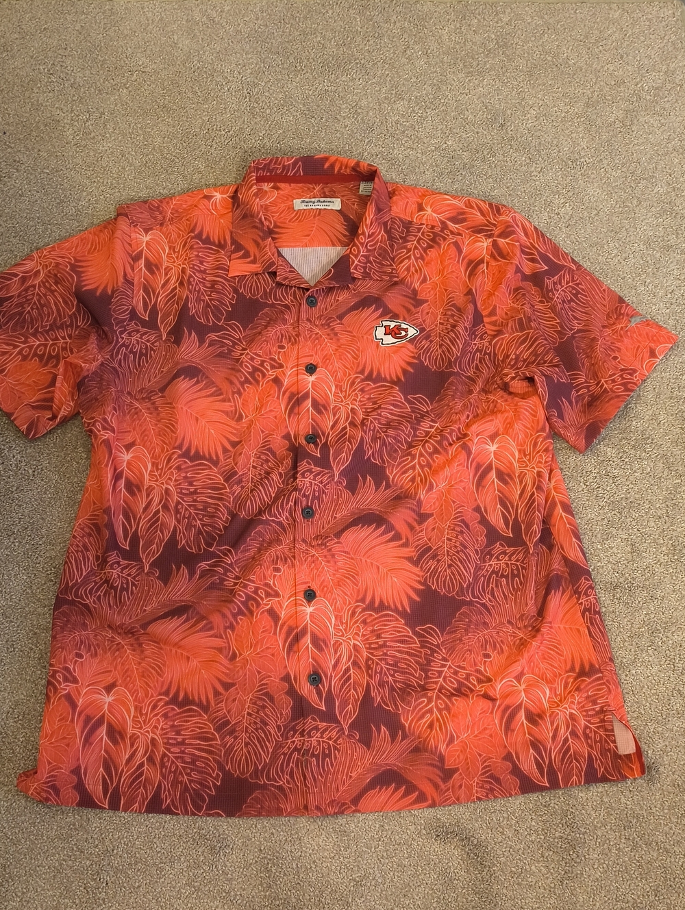 Tommy Bahama The Bahama Coast Red-Orange 'KC' Floral Button-Down Shirt XLT